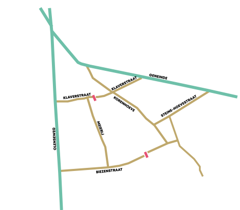 Kaartje Biezenstraat en Klaverstraat